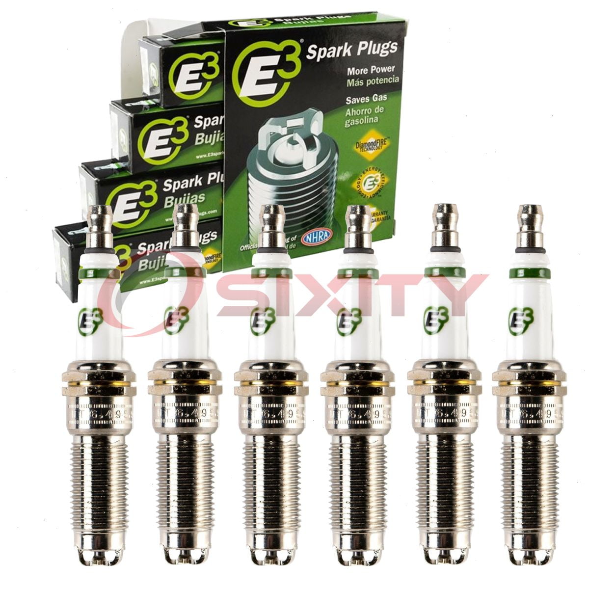 6 pc E3 Spark Plugs compatible with Cadillac CTS 2.8L 3.0L 3.6L V6 2004-2015