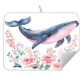 thumbnail image 5 of Ryvnso Whale and Flowers Dish Drying Mat for Kitchen Countertop 16x18 Small Dish Pad Drainer Rack Dish Sink Mats, 5 of 7