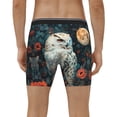 thumbnail image 2 of Men's Boxer Briefs, Moon Flower White Owl Soft and Breathable Mens Underwear Boxer Briefs With Widen Waist, 2 of 5