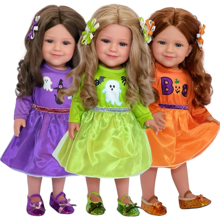 18 Inch Doll Clothes 3 Halloween Outfits for 18 Inch Dolls Includes Hair Barrettes and Shoes Walmart