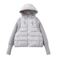 thumbnail image 7 of Women's Oversized Quilted Coats, Knit Sleeve Patchwork Jackets Thick Warm Cotton Padded Jacket Winter Outwear Coat with Pockets Gray M, 7 of 7