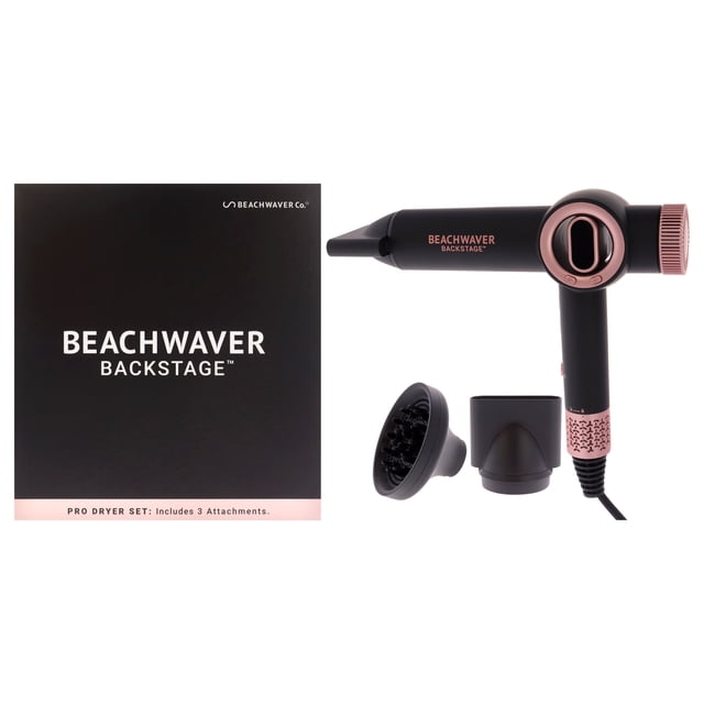 Secador profesional Backstage - BWBSD01 Midnight Rose - Enchufe estadounidense de Beachwaver para mujer - 4 piezas, boquilla pequeña, boquilla grande y difusor