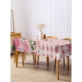 thumbnail image 3 of Pink Spring Floral Rectangle Tablecloth, Watercolor Flowers Butterfly Checkered Waterproof & StainResistant Tablecloth, Washable Oil-proof Table Cover for Dining/Party/Wedding/Buffet 60x120 In, 3 of 9