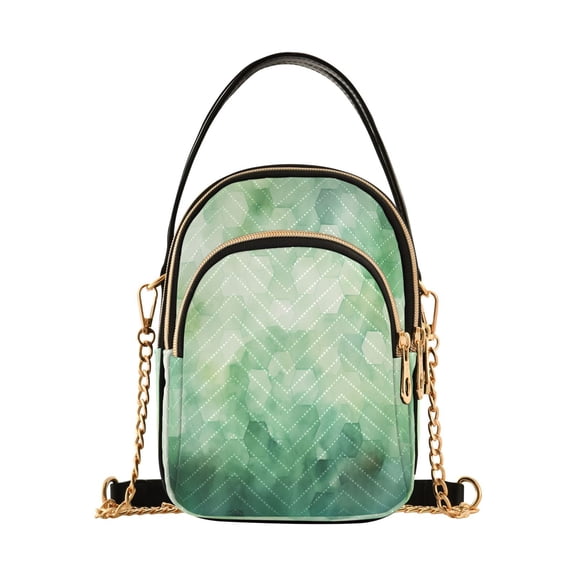 ALAZA Chain Crossbody Bags for Women Green Print Shoulder Handbag Phone Purse