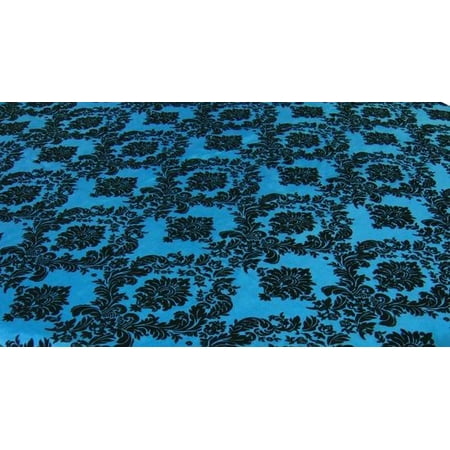 

15 Pack Flocked Taffeta Damask 12 x 108 Top Table Runner 16 COLORS Wedding (Color: Turquoise / Black)