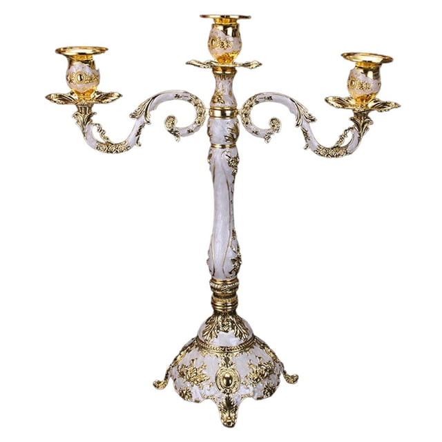 Abbracc Metal Noble Candlestick Wedding Retro Candle Holder Dining Table Event Romantic Candelabrum Candelabra 3 Arm Gold