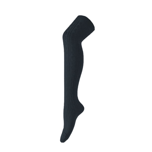 Xiao Hua 2 pares de calcetines hasta el muslo para mujer, de punto trenzado, hasta la rodilla, calentadores de piernas por encima de la rodilla, medias de invierno extra largas, de moda, gris oscuro
