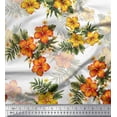 thumbnail image 1 of Soimoi Modal Satin Tissu Floral & Feuilles Tissu Imprimé Tropical 1 Yard 42 Inch Wide, 1 of 2