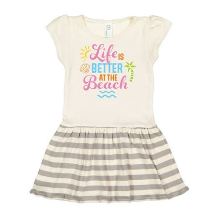 

Inktastic Life is Better at The Beach with Sunshine Seashell and Palm Trees Gift Toddler Girl Dress