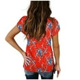 thumbnail image 4 of Wiyuqeen Womens Petal Short Sleeve Tops Trendy Comfy V Neck Summer Tees Casual Stripe Printed Tshirts Soft Stretchy Going Out Blouses, 4 of 7