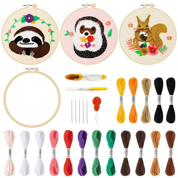 DIY Embroidery Craft Kit Make Your Own Hedgehog Squirrel Bear Embroidery Crafts