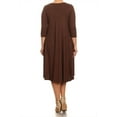 thumbnail image 4 of Women's Casual Plus Size Loose Fit 3/4 Sleeve Jersey Knit A-Line Solid Midi Dress, 4 of 4