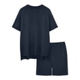 thumbnail image 4 of YunPes Toddler Baby Girls Summer Outfits Solid Oversized Side Split Short Sleeve Crewneck T-Shirt and Biker Shorts 2 Piece Set, 4 of 6