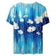thumbnail image 3 of ICHUANYI Clearance Women's Short Sleeve Round Neck Printed Loose Tops Blouse T-shirt(Blue, XL) ICHUANYI WER2023080906228, 3 of 4