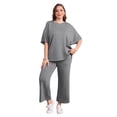 thumbnail image 5 of Ronuti Two Piece Sets for Women Summer Outfits Oversized Wide Leg Crop Pants Lounge Sets Airport Beach Vacation Clothes, 5 of 9