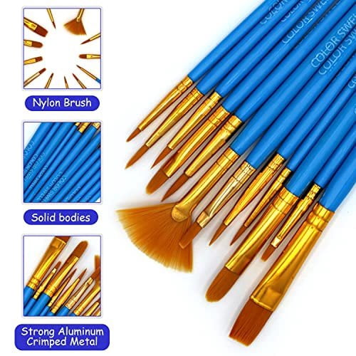 Color Swell Bulk Paint Brushes - 18 Packs of 12 Paint Brushes per Pack 216 Paint Brushes Total - Bulk Paint Brushes