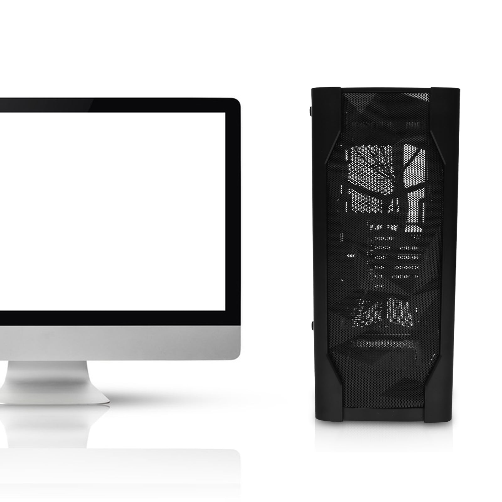 YOSADIER ATX PC Computer Case Black Steel with 3D Panel, Tower Chassis for Motherboard, 1 Pack