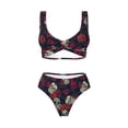 thumbnail image 4 of Daiia Roses Skulls Women's Bikini Set Two Piece Swimsuit High Waisted Bikini Adjustable Straps Bikini Perfect for Beach, Pool, and Summer Vacation-Medium, 4 of 9