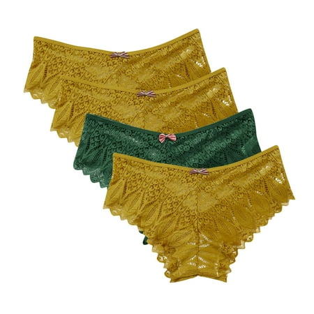 Arnsht Sexy Cheeky Panties for Women Mesh Seamless Lace Criss Cross Bikini Underwear Breathable Wicking Briefs 4 Packs Multicolor#20 S