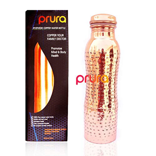 100% Copper Solid Drinking Water Bottle Ayurveda Yoga Benefits 900 ML Vessel 