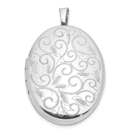 Sterling Silver Oval Locket Pendant for Women with Floral Vine Design, Vintage Keepsake Necklace for Photos, Sentimental Memory Jewelry, Elegant Classic Style