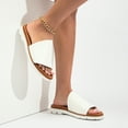 thumbnail image 1 of Zapatillas Sandalias planas para mujeres sin deslizamiento para viajar al aire libre (36) Blanco, 1 of 9