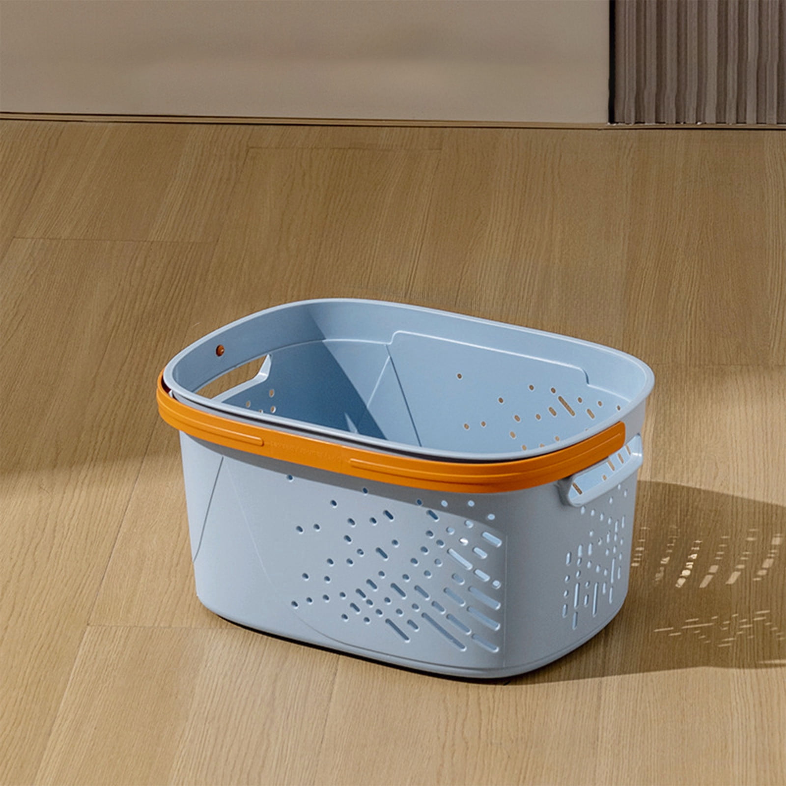 Surpdew Laundry Basket - Large Laundry Basket With Handles - Stackable Plastic Hamper For Dirty Clothes - Storage Bin & Organizer For Bathroom, Bedroom 鈥?Heavy Duty Blue 14.57X10.63X7.68In