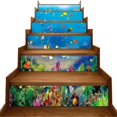 thumbnail image 4 of ZHAOCHENG piezas de pegatinas creativas 3D para escaleras con paisaje oceánico, pegatinas creativas 3D autoadhesivas para escaleras bajo el mar, calcomanías extraíbles con peces submarinos, corales y, 4 of 5
