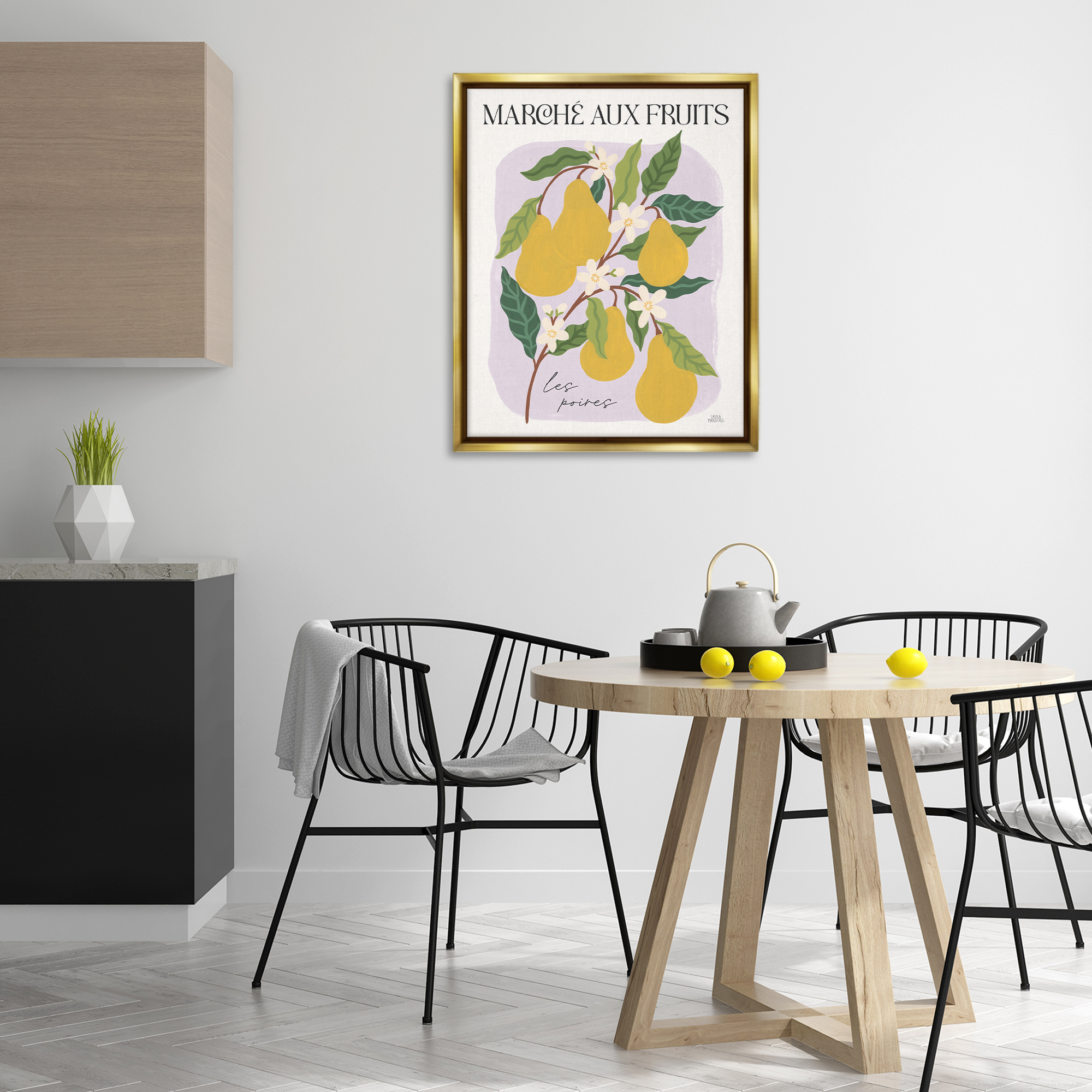Stupell Industries Marche Aux Pears Food & Beverage Painting Gold Floater Framed Art Print Wall Art, 25 x 31