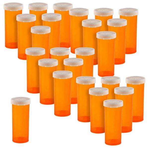 50 Pack Empty Medicine Pill Bottles with Caps for Prescription