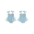 thumbnail image 2 of Rovasas Baby Girl Romper Dress Bows Smocked Sleeveless Infant Mesh Dress, 2 of 9