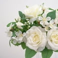 thumbnail image 2 of Flores artificiales Ramo de rosas Flores falsas Rosas blancas artificiales de seda 7 cabezas (blanco), 2 of 8