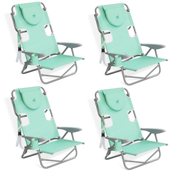 Ostrich On Your Back Folding Outdoor Camping Lawn Chair, Teal (4 Pack)