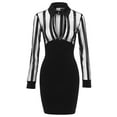 thumbnail image 2 of ICQOVD Womens Long Sleeve Sheer Striped Mesh Patchwork Bodycon Work Dresses, 2 of 3