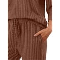 thumbnail image 5 of Fantaslook Pajamas Sets for Women Casual Plus Size Two Piece Lounge Sets 3/4 Sleeve Crew Neck Top Wide Leg Pants Vacation Travel Outfits ; 2XL, 5 of 9