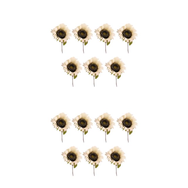 QualitChoice 7pcs Artificial Sunflowers Single Stem Fake Flowers Bouquet Realistic Simulation Wedding Decoration Garden for DIY Home White 2PCS