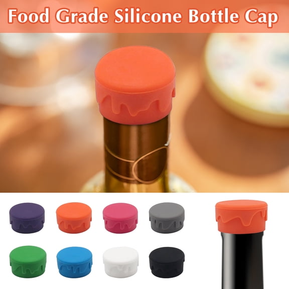 6-Pack Soft Silicone Wine & Beer Bottle Stoppers | Reusable Leak-Proof Sealing Lids for Standard Bottles | Airtight Preservation Caps for Red Wine & Beer
