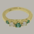 thumbnail image 5 of LBG British Made Solid 9k Yellow Gold Natural Emerald & Opal Womens band Ring - 33 size options - Size 12, 5 of 6