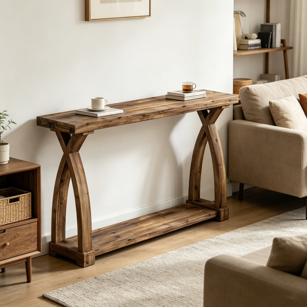 Long Console Table Slim Narrow Entryway Table Modern Industrial Accent Table Sturdy Metal Frame Sofa Back Display Table Multifunctional Hallway Console for Living Room Bedroom Foyer