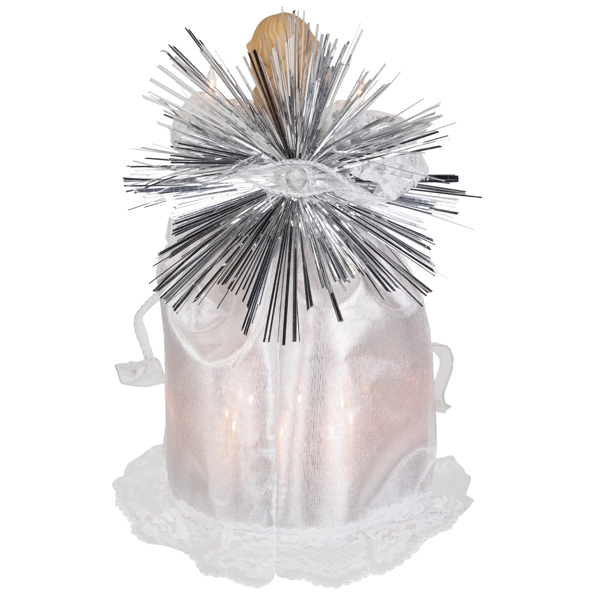 Northlight Lighted Angel with Candle Christmas Tree Topper - 10.5” - Silver - Clear Lights