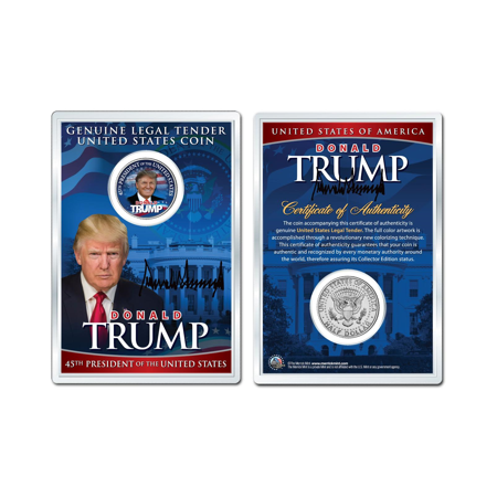 DONALD J. TRUMP 45th President WHITEHOUSE JFK Half Dollar Coin in PREMIUM HOLDER