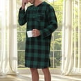 thumbnail image 3 of Mens Big and Tall Plaid Flannel Nightshirt Long Sleeve Nightgown Soft Loose Lightweight Henley Sleep Shirt Green S, 3 of 5