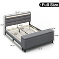 thumbnail image 3 of E-motie Full Upholstered Bed Frame with Storage Ottoman, Charging Station and LED, Gray Full Bed, 3 of 11