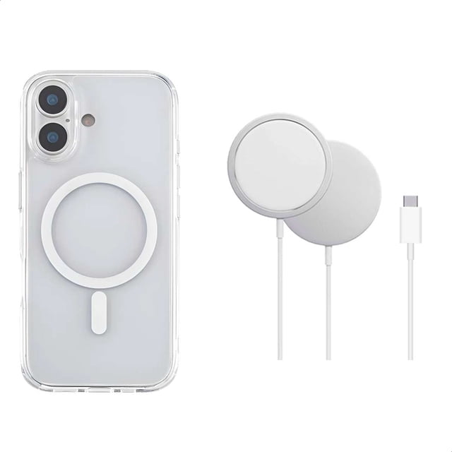 YUWY Kit Accesorios Compatibles Con MagSafe Para iPhone 17 Antigolpes Combo de Funda y Base Inalámbrica Para iPhone 17 Kit Accesorios Regalo Para iPhone