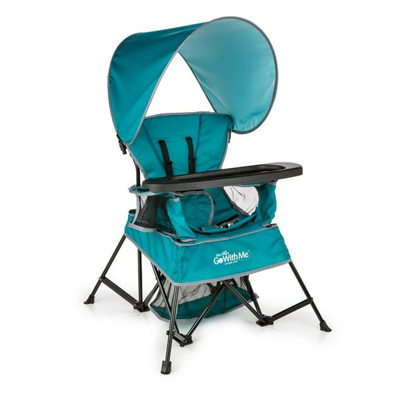 Baby Delight Go with Me Chair | Indoor/Outdoor Chair with Sun Canopy | Teal | Portable Chair converts to 3 Child Growth Stages: Sitting, Standing and Big Kid | 3 Months to 75 lbs | Weather