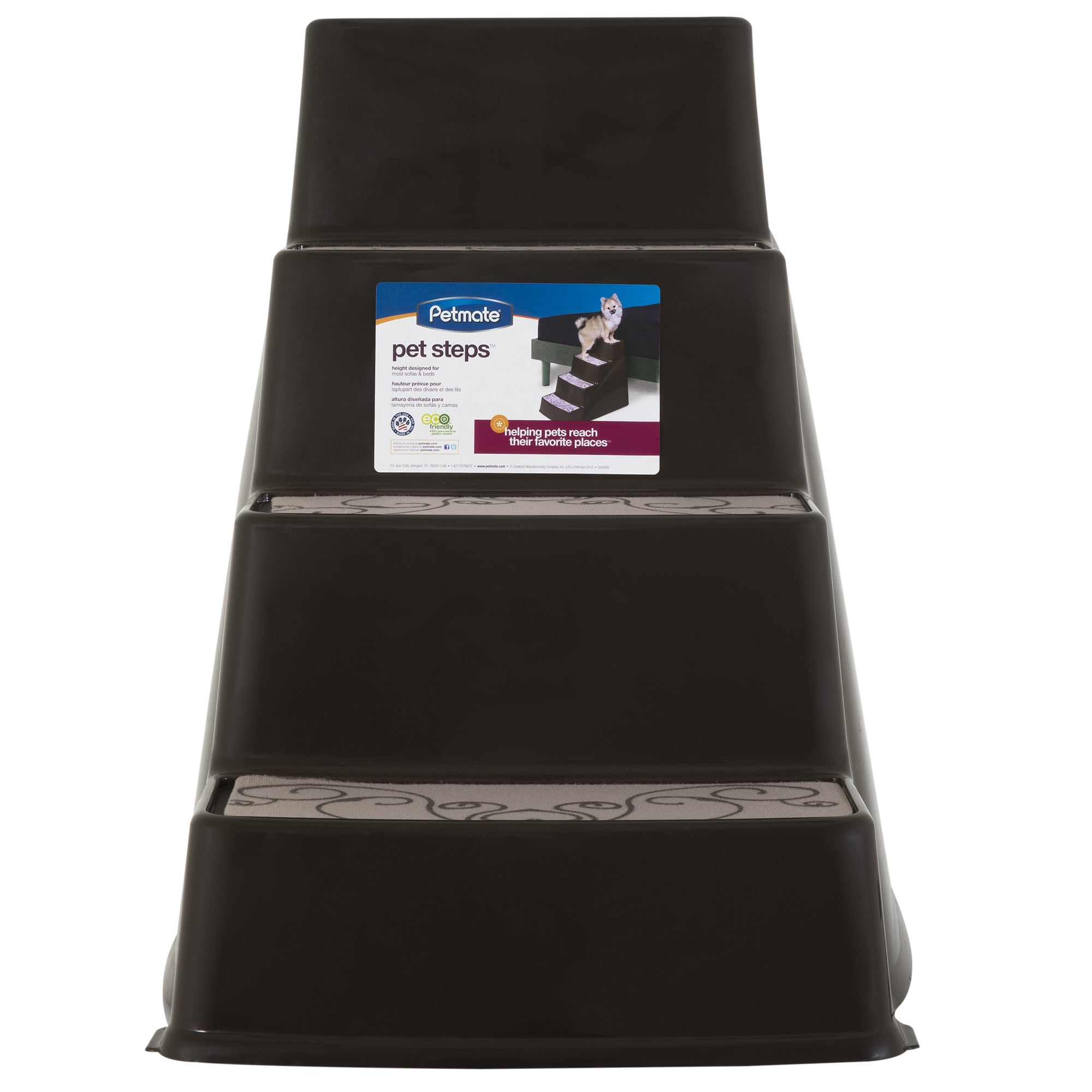 Petmate Pet Steps II Lightweight Plastic Dog Steps to Help Climb Sofas or Beds, 26" For Pets Up To 70 lb, Brown