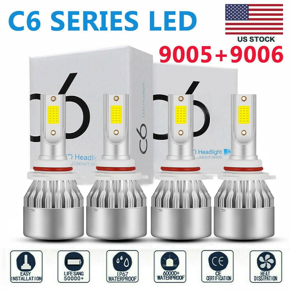 Fog Bulbs C6 For 07-14 Chevy Suburban Tahoe Combo 9005 H11 5202 LED Headlight