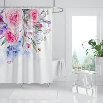 Pink Leaf Shower Curtain Sets, Aesthetic Leaves Bathroom Decorative 72 X 72 Inch Polyester Waterproof Fabric Bath Curtain with Hooks