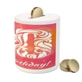 thumbnail image 3 of 30th Birthday Piggy Bank, 30 Years Old Party Theme Floral Swirls Font Floral Elements, Ceramic Coin Bank Money Box for Cash Saving, 3.6" X 3.2", Pink Orange White, by Ambesonne, 3 of 4