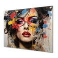 thumbnail image 2 of Designart "Grunge Collage of Woman in Red I" Fashion Wall Art - Glam Red Fashion Woman Living Room Canvas Art, 2 of 6